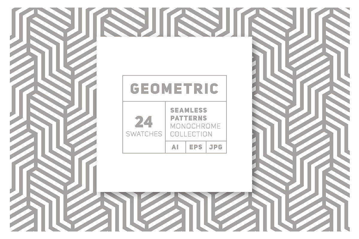 24 Geometric Monochrome Patterns, a Pattern Graphic by Curly_Pat (Photo 1 of 7)