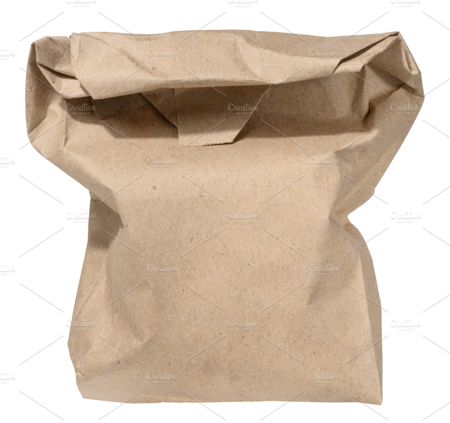 Brown kraft paper bag for packaging products in stores on an iso, an Industrial Photo by ndanko