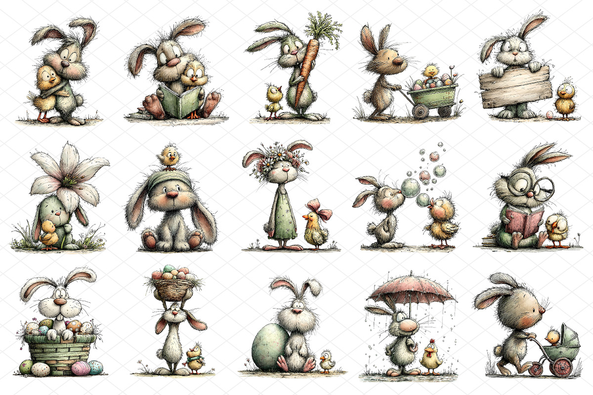 Whimsical Easter Bunny and Chick Cli, an Illustration by cherrydesign (Photo 3 of 4)