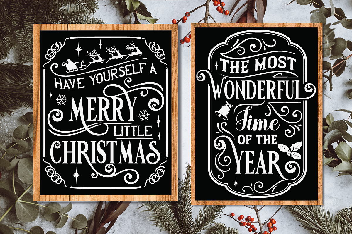 Farmhouse Christmas Signs Bundle, a Seasonal Illustration by Anastasia Feya (Photo 3 of 7)