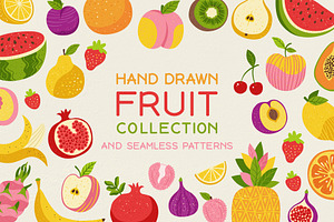 Fruits berries hand drawn vector set