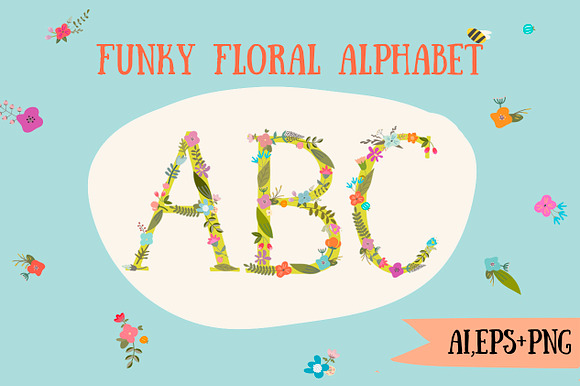 Funky floral alphabet preview 4