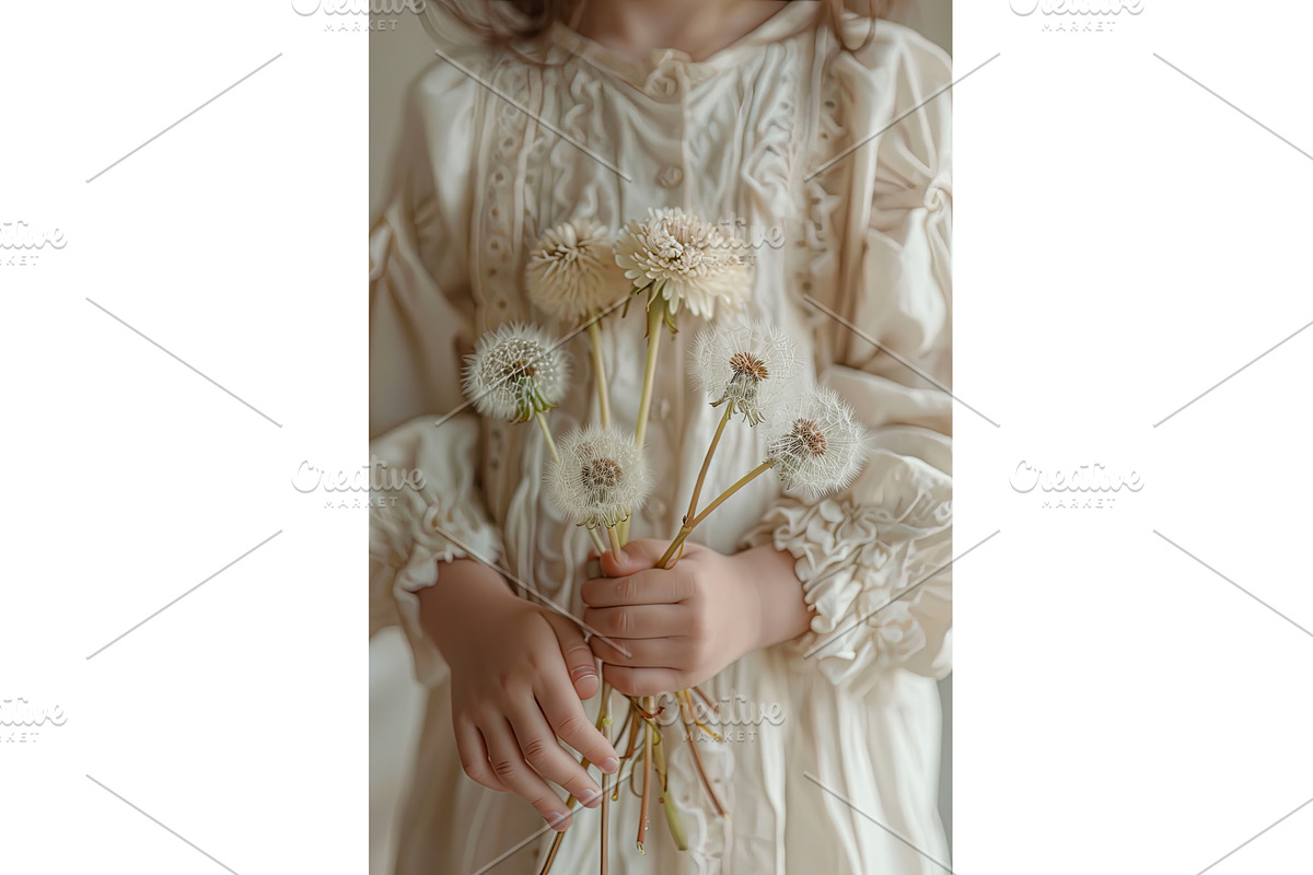 Dandelions in the hands of a child, an Illustration by yanadjana
