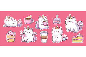 Kawaii cat unicorns. Cute kitty, an Animal Illustration by Stock-Smart-Start
