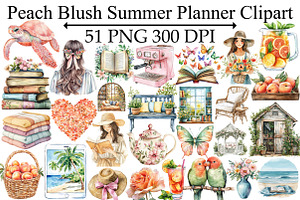Peach Blush Summer Planner Clipart, an Illustration by Design Market