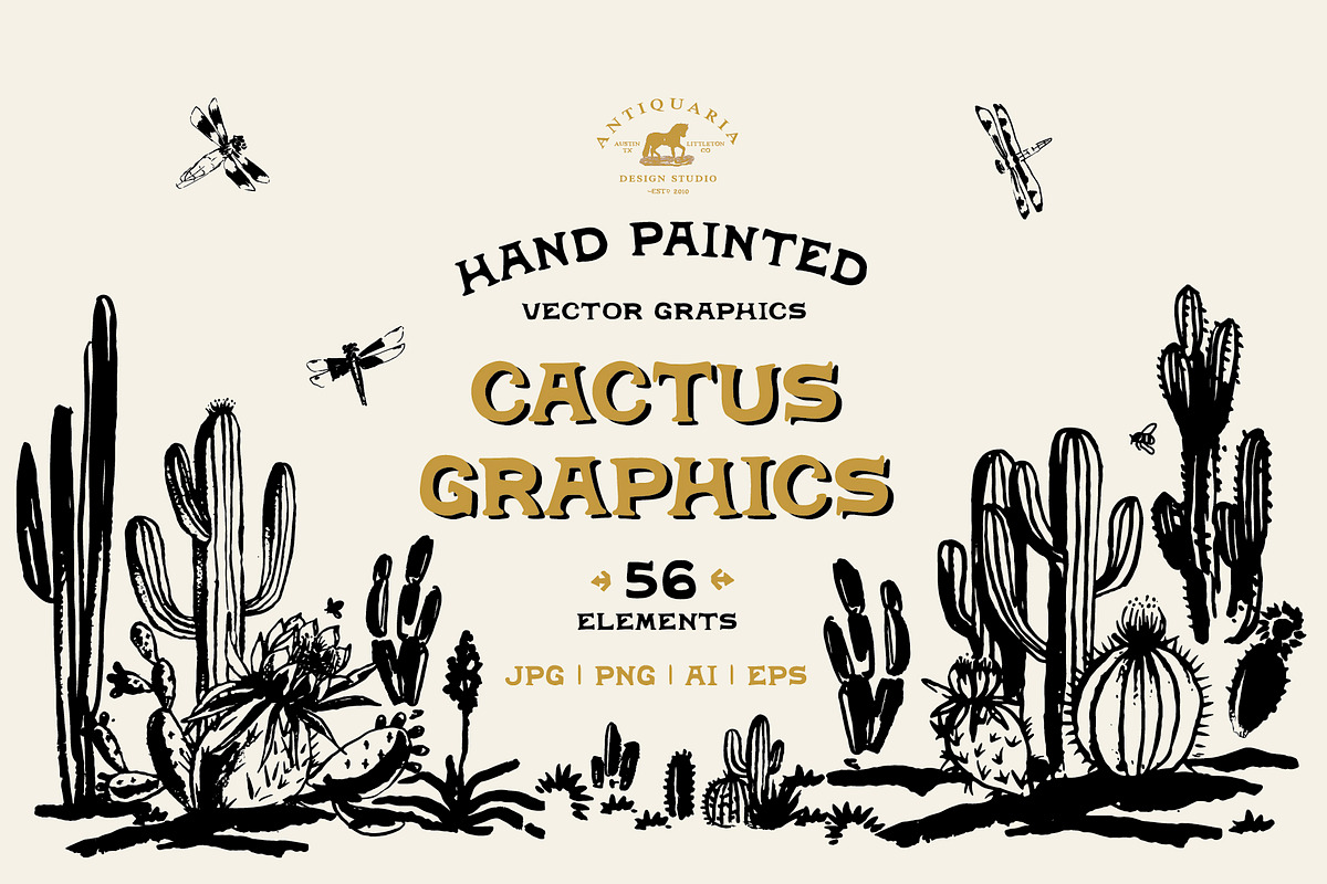 Hand Painted Cactus Vector Graphics, a Graphic by Antiquaria (Photo 1 of 6)