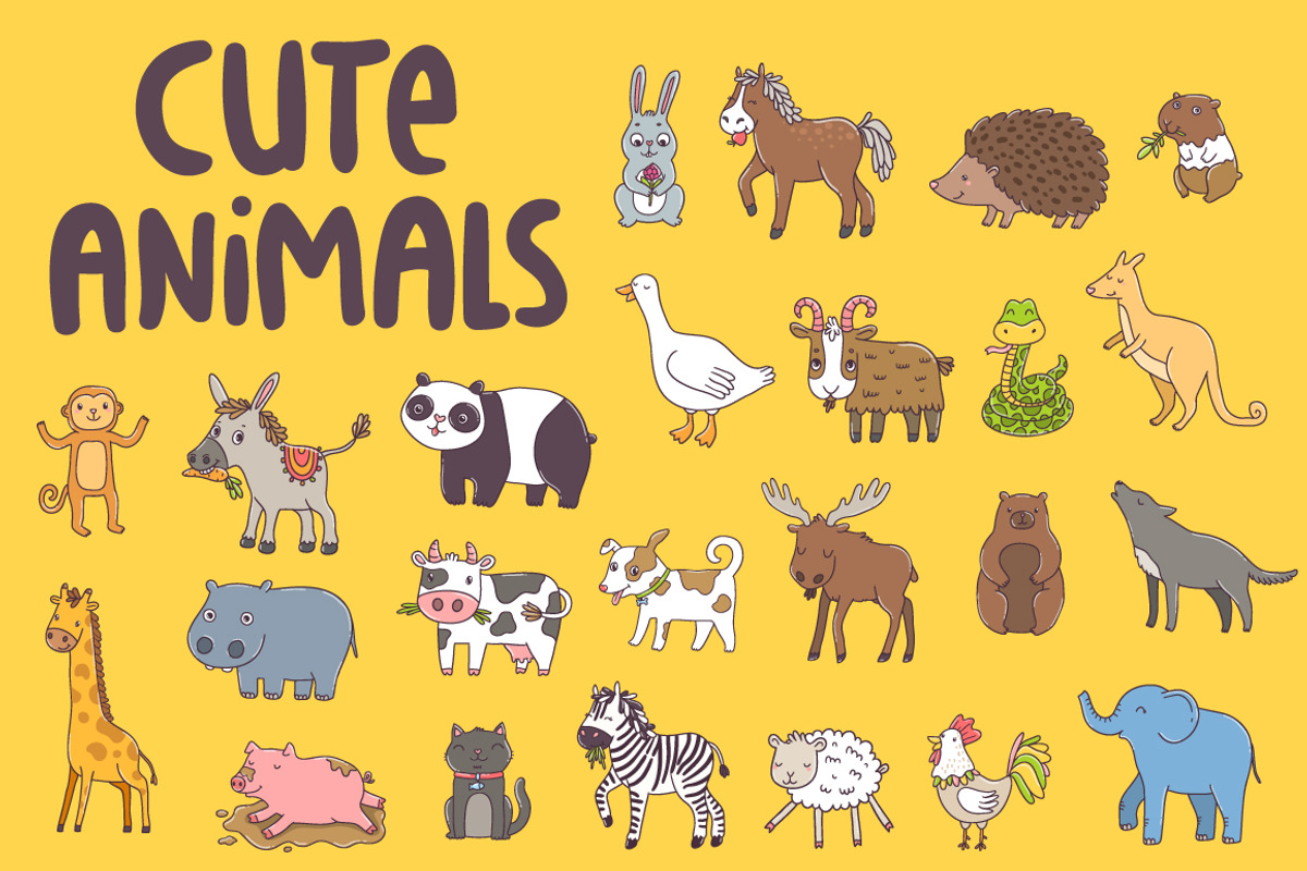 Cute vector animals, an Animal Illustration by kostolom3ooo (Photo 1 of 2)