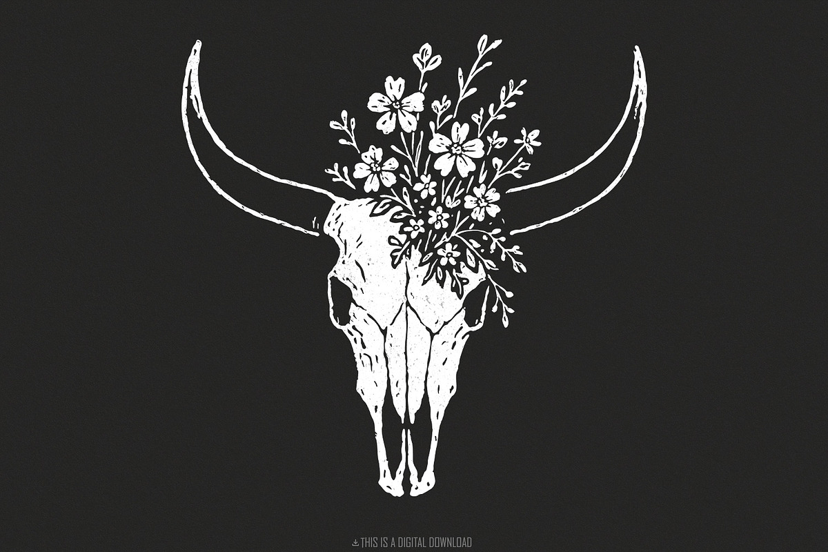 Boho Cow Skull with Wildflowers PNG, an Illustration by SharpMarketplace (Photo 1 of 5)