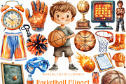 Watercolor Basketball Clipart Bundle, an Illustration by Craft Nest (Thumbnail 1 of 6)