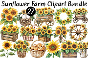 Sunflower Farm Clipart, a Seasonal Illustration by CitraGraphics (Thumbnail 1 of 7)