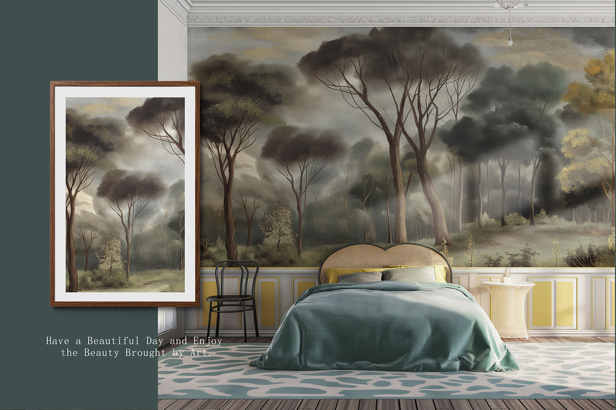Hand drawn old century forest wallpa, a Wallpaper Graphic by Muzi pear studio (Photo 8 of 11)