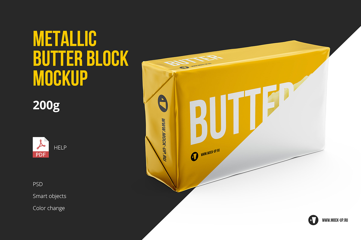 Butter 200g. Front 3/4 view. Mockup, a Packaging Mockup by easymock (Photo 1 of 6)