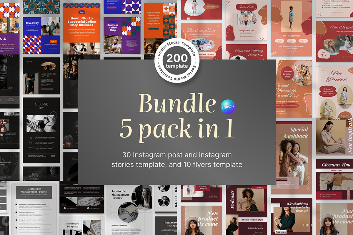 Bundle Pack 5in1 Canva Template, a Social Media Template by Brandearth RRGraph (Photo 1 of 19)