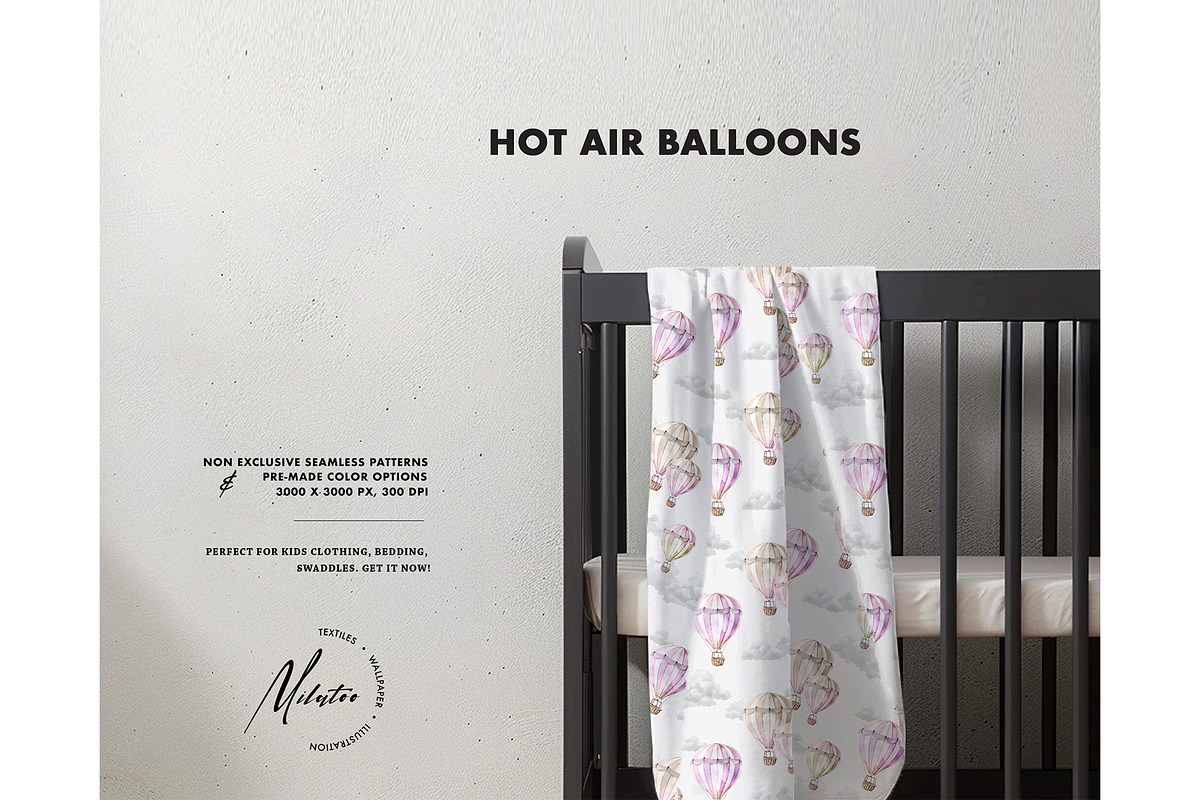 Hot air Balloons seamless pattern, a Pattern Graphic by Milatoo (Photo 2 of 6)