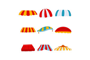 canopy awning set cartoon vector, an Object Illustration by pikepicture