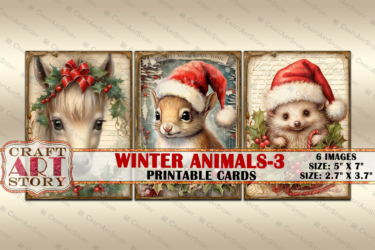 Vintage Christmas animals-3 picture, a Seasonal Illustration by CraftArtStory (Photo 3 of 4)