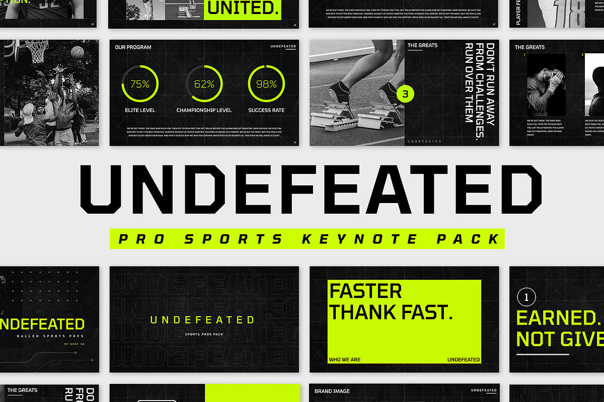 UNDEFEATED - PRO SPORTS KEYNOTE PACK, a Presentation Template by GOAT Design Co. (Photo 1 of 12)