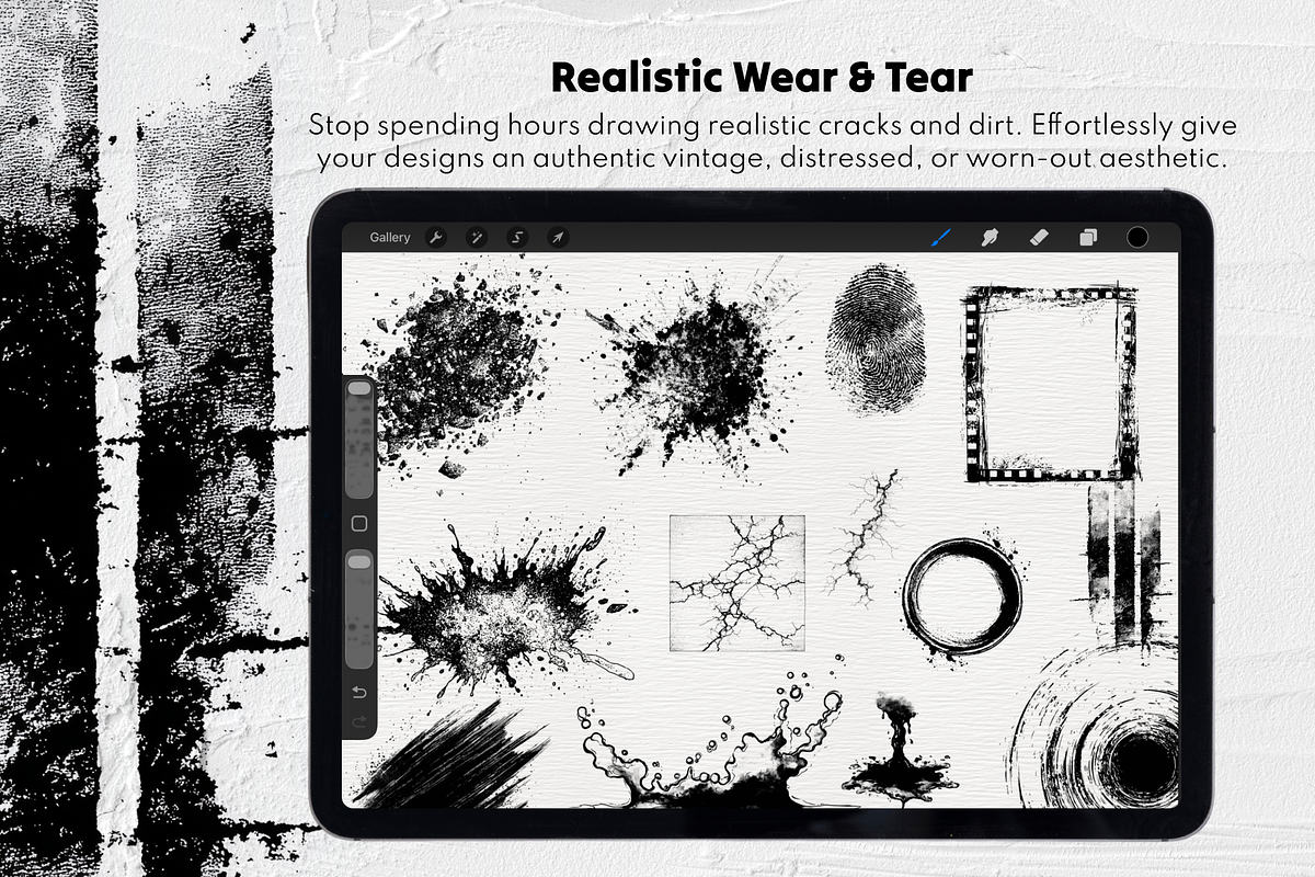 250 Grunge Procreate Brushes, a Brush Add-On by Selentaori Studio (Photo 7 of 10)