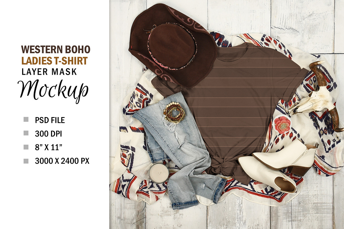 Western Country Boho T-Shirt  Mockup, a Shirt Mockup by HaywireMedia & Mockups (Photo 4 of 4)