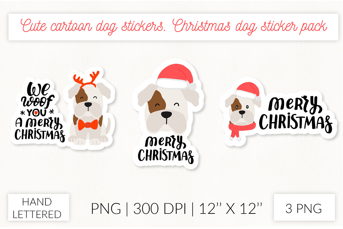 Cute dog stickers. Puppy Christmas, an Object Graphic by Let's Art (Photo 23 of 24)