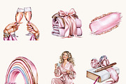 Watercolor Pajama Party Clipart, a Person Illustration by BusyDaydesign (Thumbnail 4 of 9)