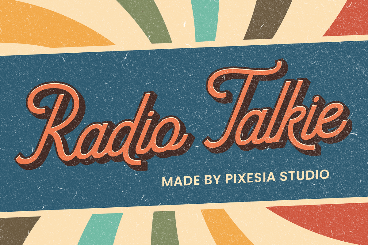 Radio Talkie – Vintage Script Font, a Script Font by Pixesia Studio (Photo 1 of 13)
