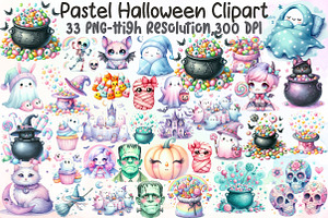Pastel Halloween Clipart, an Illustration by Sublimation Artist