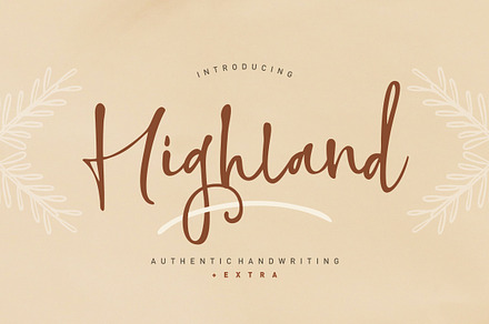 Highland Script +Extra, a Script Font by Areatype