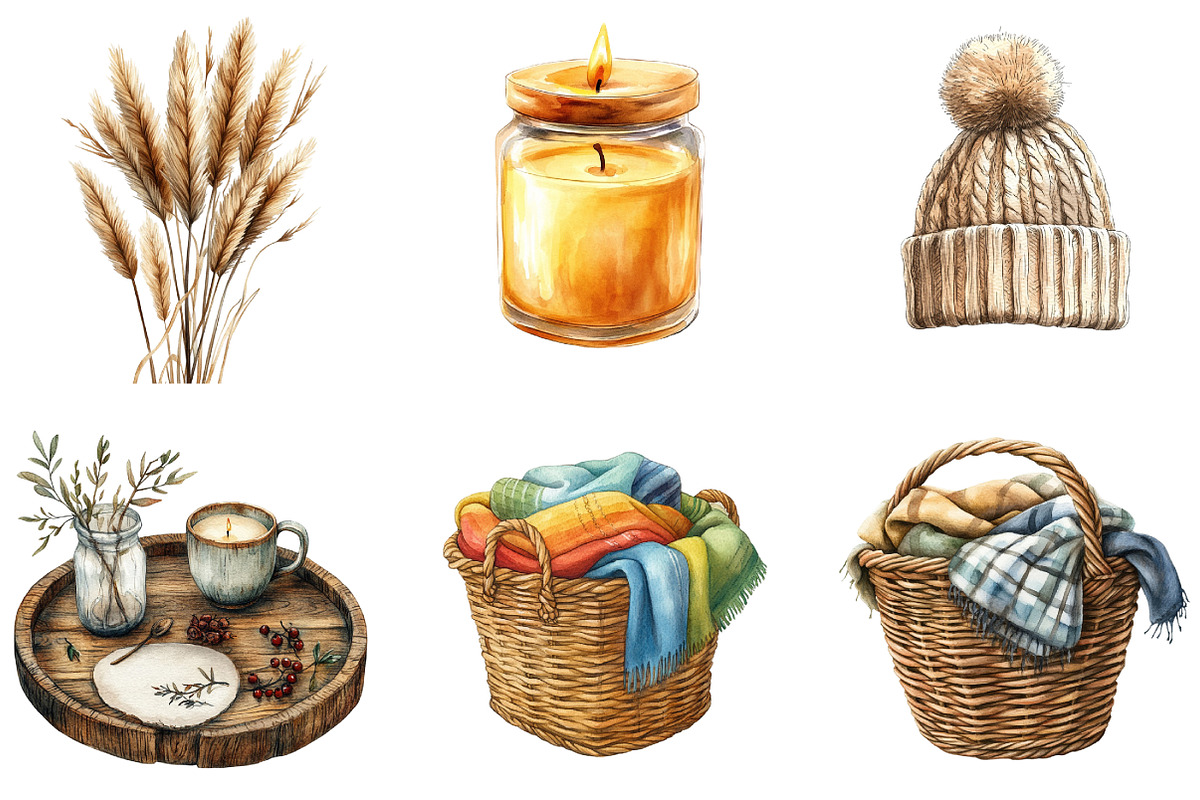 Watercolor Cozy Neutral Winter Clipa, an Illustration by DreamArtGraphic (Photo 5 of 5)