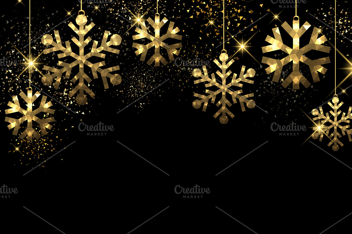 Christmas golden snowflakes set, a Decorative Illustration by Vjom (Photo 5 of 6)