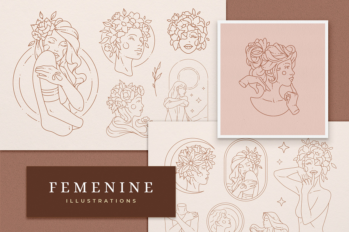 Line art women illustrations set, a Healthcare Illustration by Vasya Kobelev (Photo 1 of 11)