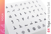 Yoga Line Icons Set, an Outline Icon by Voysla's Shop (Thumbnail 1 of 4)