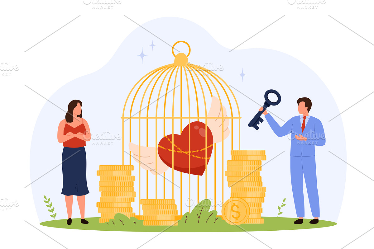 Tiny people golden cage, a Finance Illustration by Flashvector