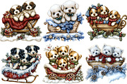 Whimsical Christmas Puppies Sleigh, a Seasonal Illustration by SVGArt (Thumbnail 4 of 5)