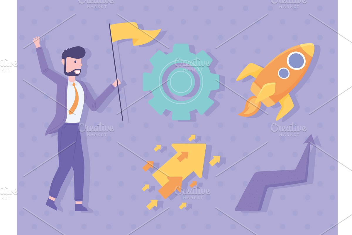 businessman with progress, a Person Illustration by studiogstock