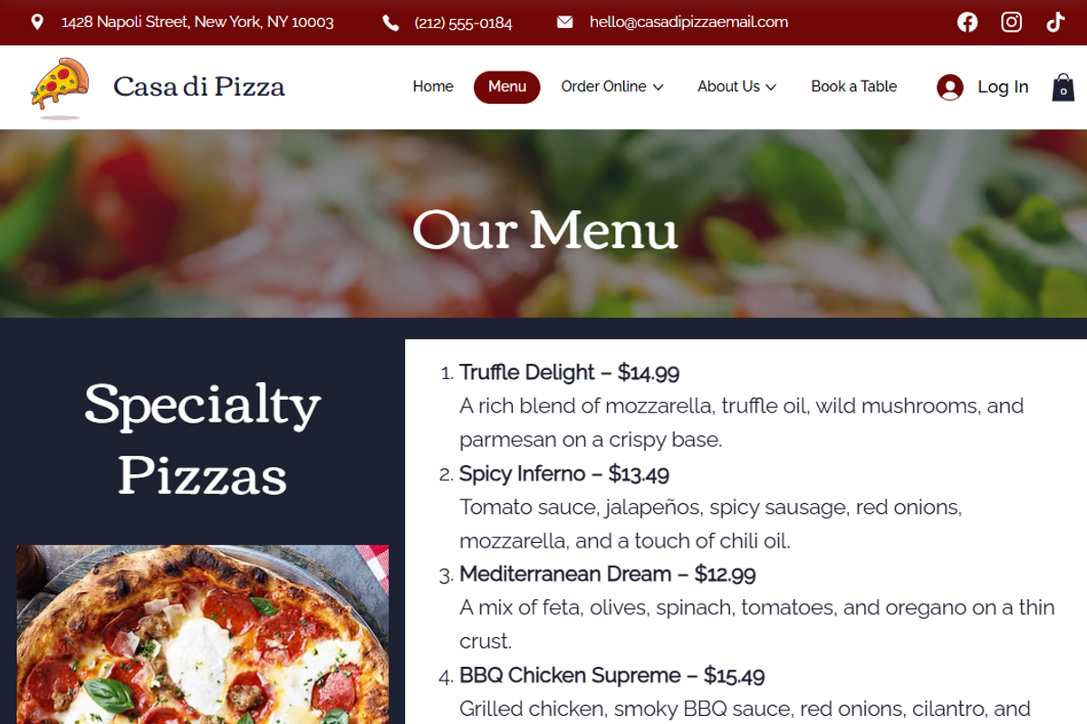 Pizza Order - Wix Studio Website preview 4