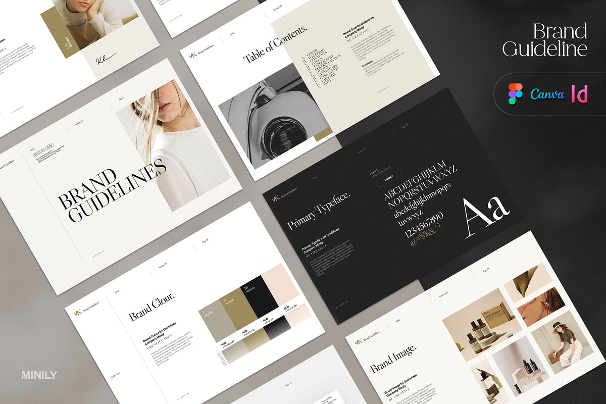 Canva | Figma Brand Guideline, a Brochure Template by Minily (Photo 1 of 10)