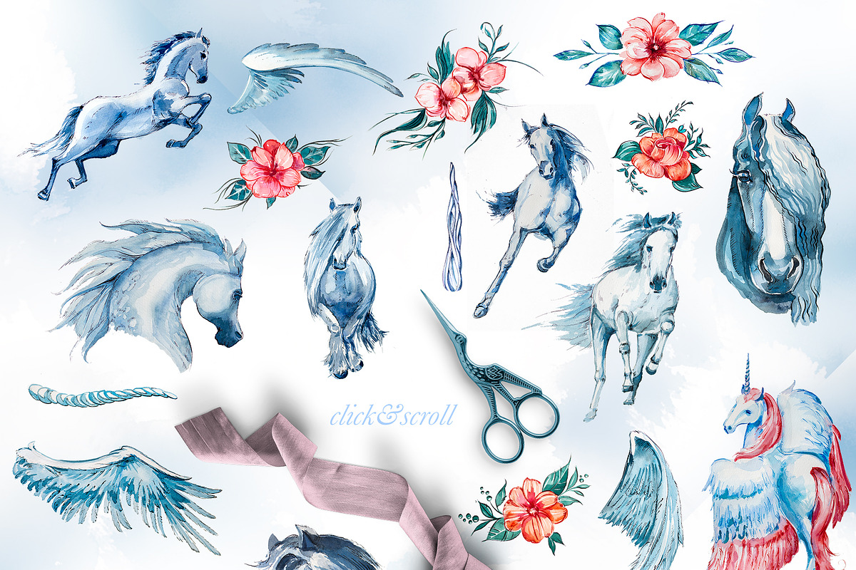 Watercolor Magic of Unicorn Clipart, an Animal Illustration by ArtCreationsDesign (Photo 4 of 7)