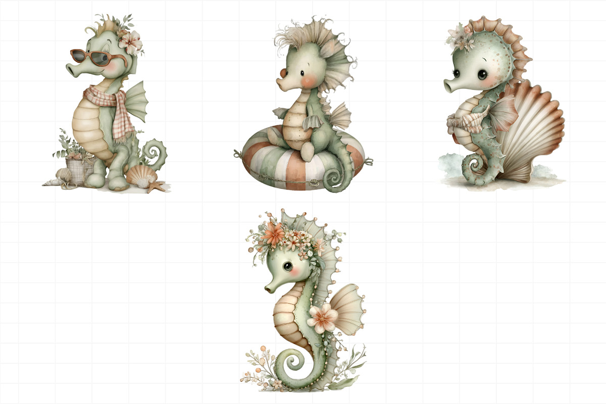 Summer Funny Seahorse Clipart, an Illustration by Daily.Designs (Photo 8 of 8)