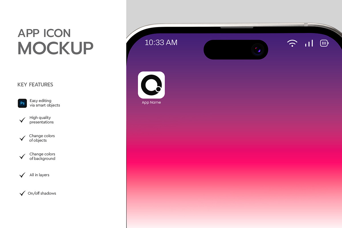 iPhone App Icon Mockup Template, an iPhone Mockup by graphypix (Photo 2 of 4)