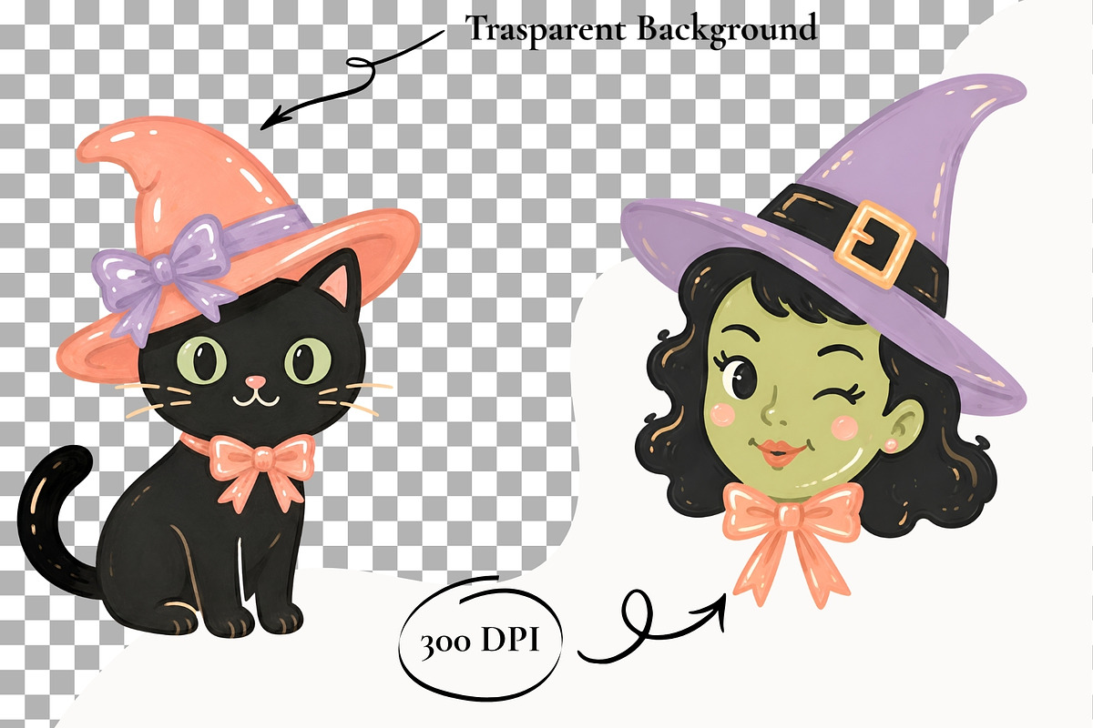 Retro Halloween Clipart Spooky PNG, a Seasonal Illustration by SugarCloudStudioArt (Photo 2 of 6)