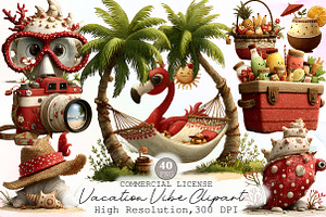 Watercolor Vacation Vibe Clipart, an Illustration by Sublimation Artist