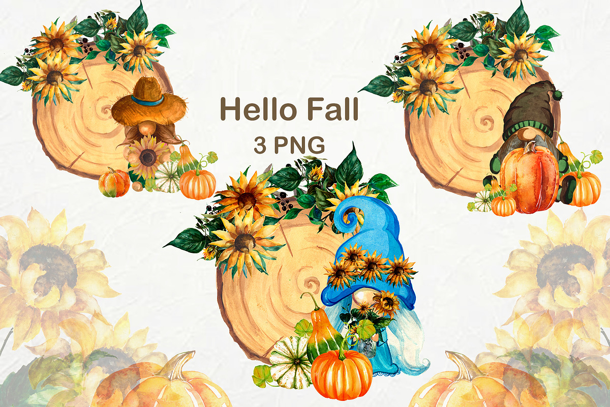 Autumn gnomes,watercolor set,, an Illustration by ElliaArt (Photo 6 of 12)