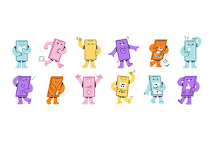 Cute smartphone mascots set, a Technology Illustration by PaperTrident