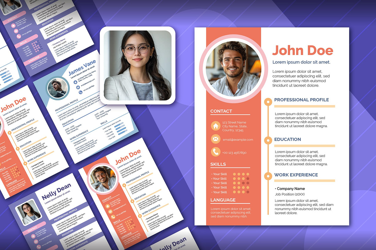 Professional Resume Layout Set, a Templates & Theme by studiogstock (Photo 1 of 3)