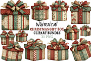 Whimsical Christmas Gift Box Clipart, an Illustration by Craft Nest (Thumbnail 1 of 8)