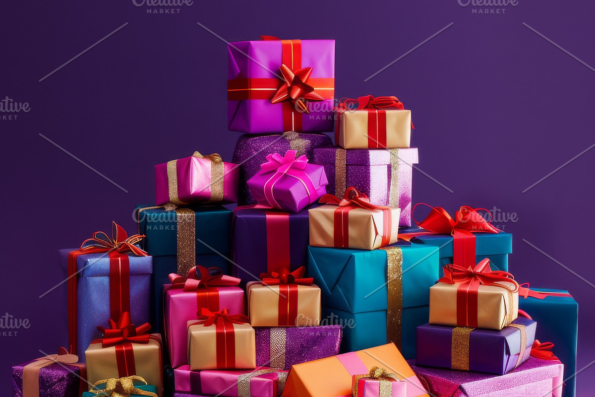 86 Gift boxes with ribbons and bows, a Holiday Photo by Handmadefont (Photo 37 of 90)
