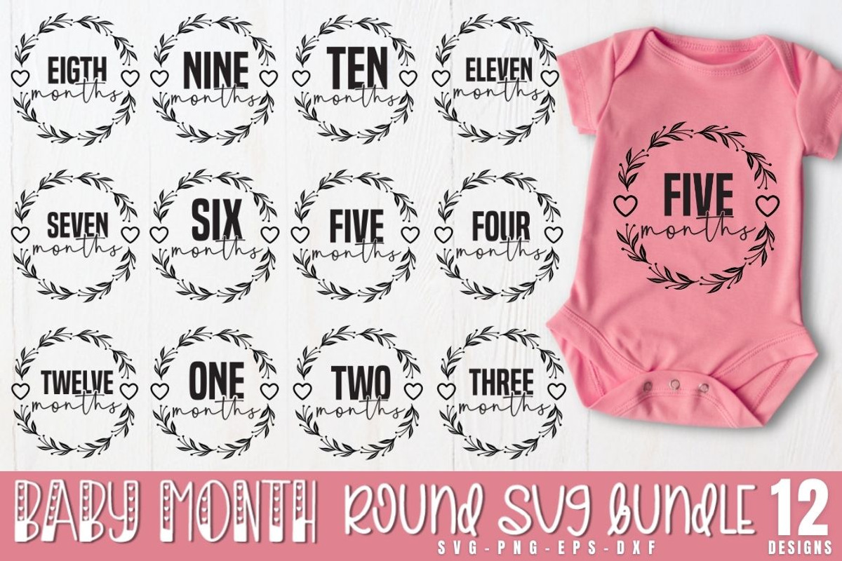 Baby Milestone round SVG Bundle, an Object Graphic by Design's Dark (Photo 1 of 9)