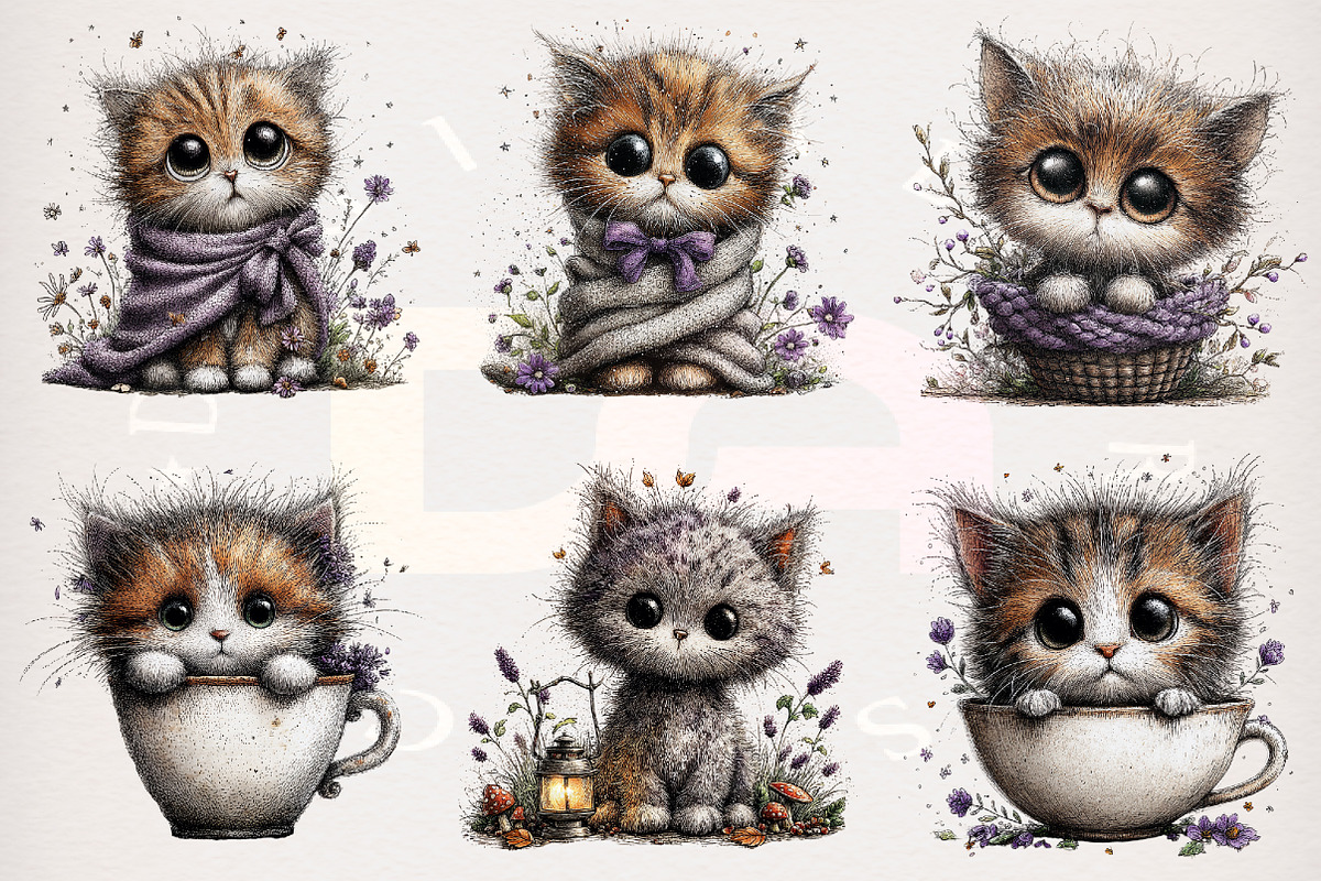 Whimsical Baby Kitten Clipart Bundle, a Transportation Illustration by Digital Artistic99 (Photo 2 of 7)