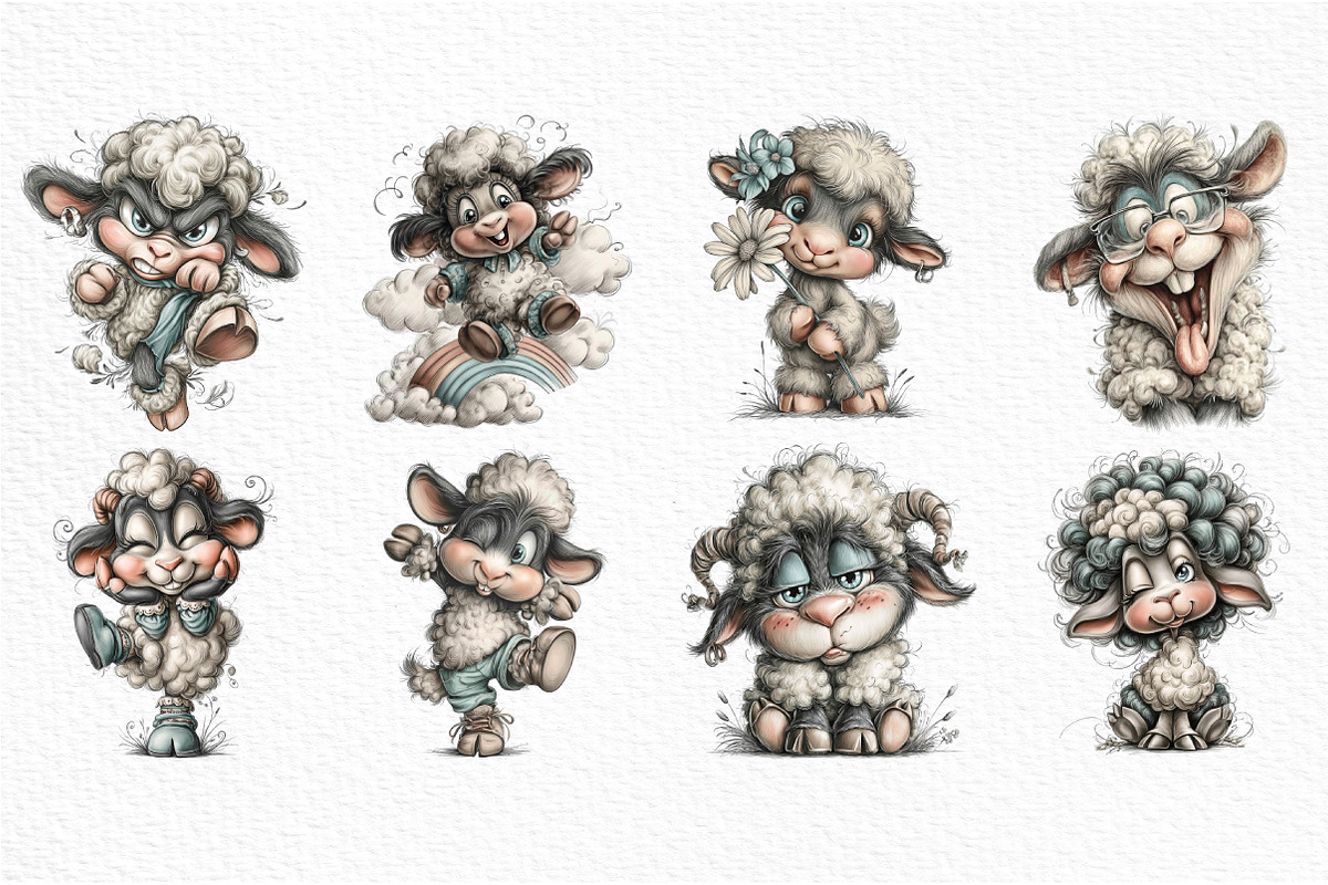 Crazy Sheep Clipart, an Illustration by Craft Nest (Photo 4 of 6)
